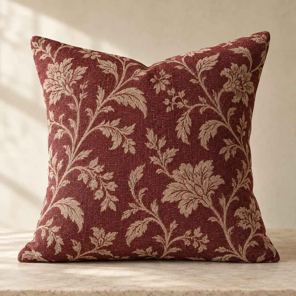 Briar Jacquard Cushion Cover — Wine