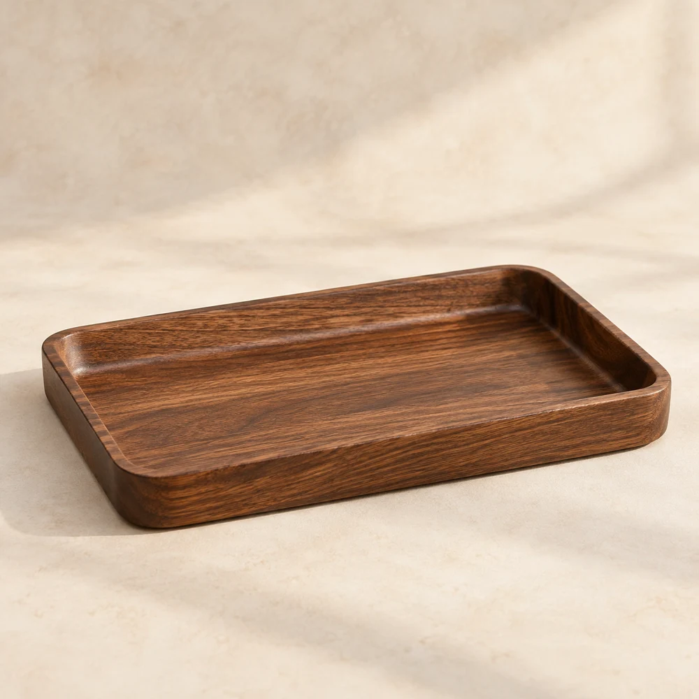 Marlow Wooden Catchall Tray — Walnut Brown