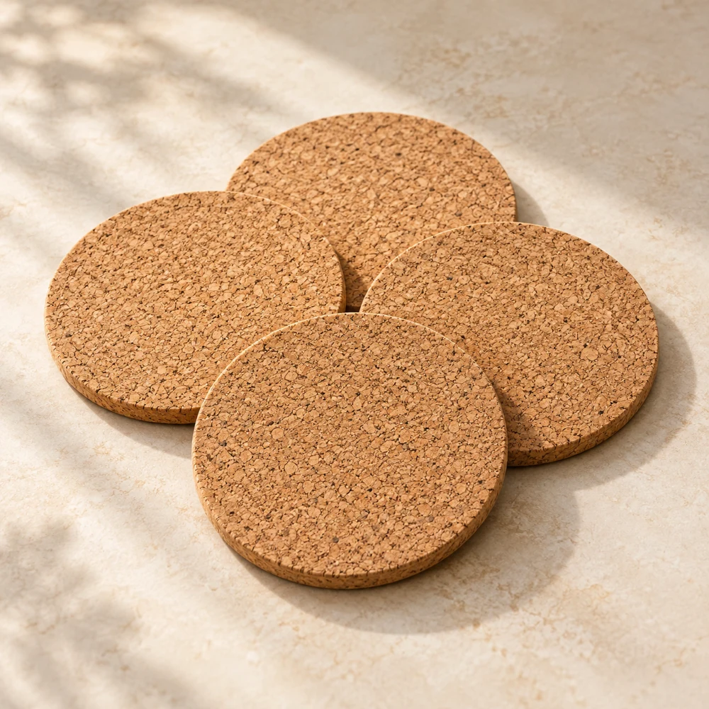 Parlor Cork Coaster Set — Natural